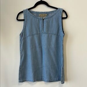 Joop Sz M Blue Chambray Buttoned Tank Top